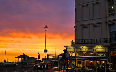as sunset view of the Regency restaurant in Brighton