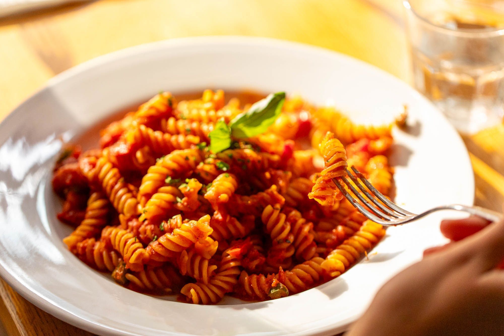 pasta in the red tomato sauce at Donatello Brighton