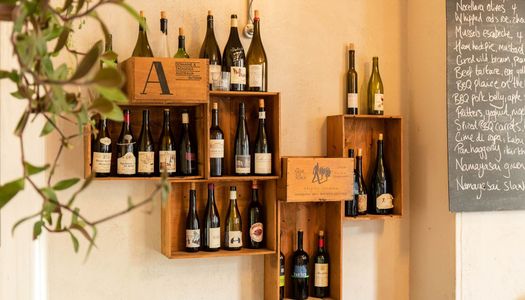 bottle of wines on shelves