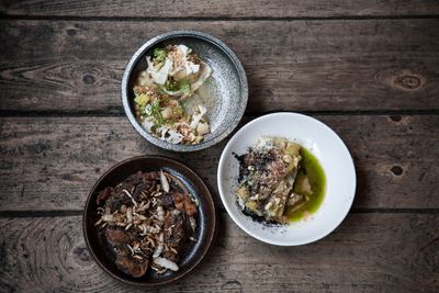 Sharing dishes at Plateau