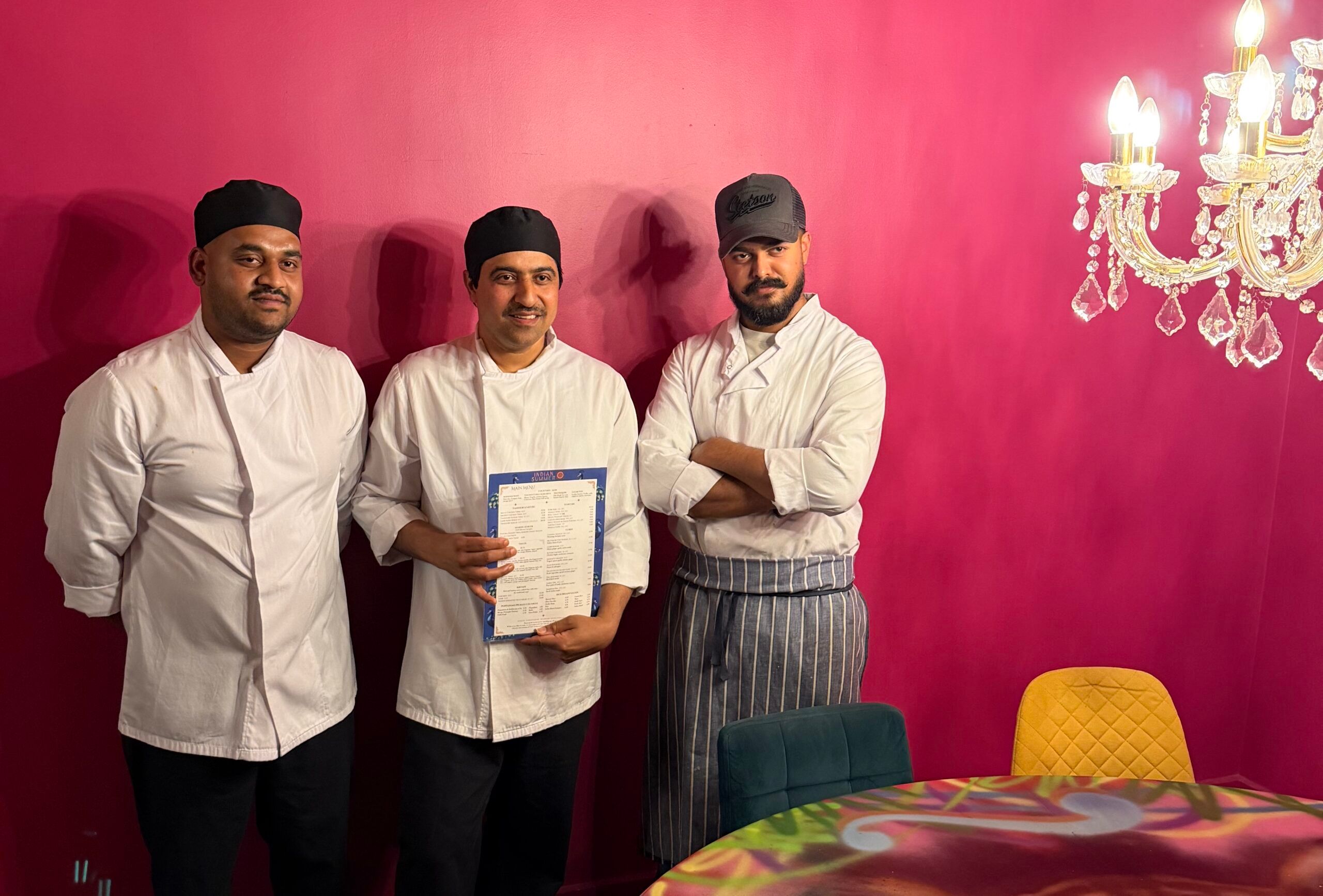 The team of chefs at Indian Summer Brighton, announcing their Indian menu, receiving an award