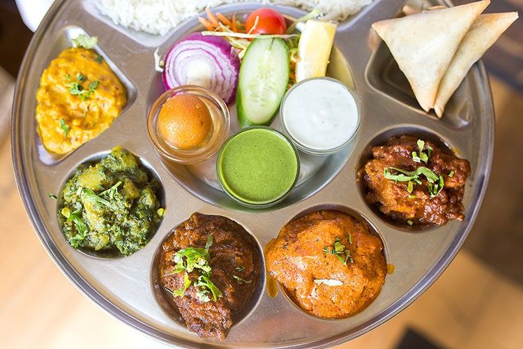 Chaula's Brighton - Colourful thali dish at Indian restaurant Chaula's