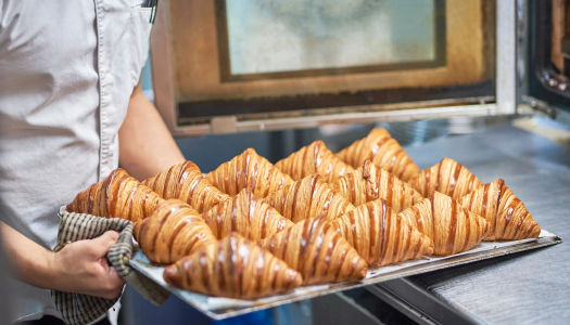 Croissants fresh out of the oven, Julien Plumart. French bakery in Brighton