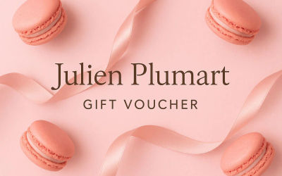 Macarons in the background. The Julien Plumart Gift Voucher
