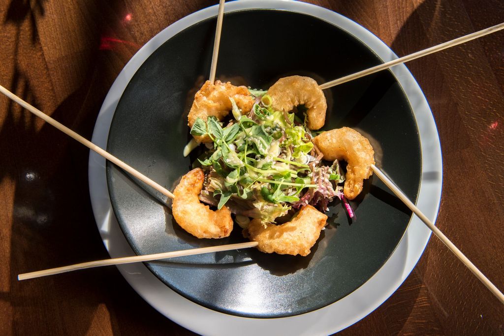 Tempura prawn lollipops at Chambers Bistro Restaurants Brighton