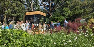 Patrons enjoy the garden space at the Jolly Sportsman in East Chiltington.
