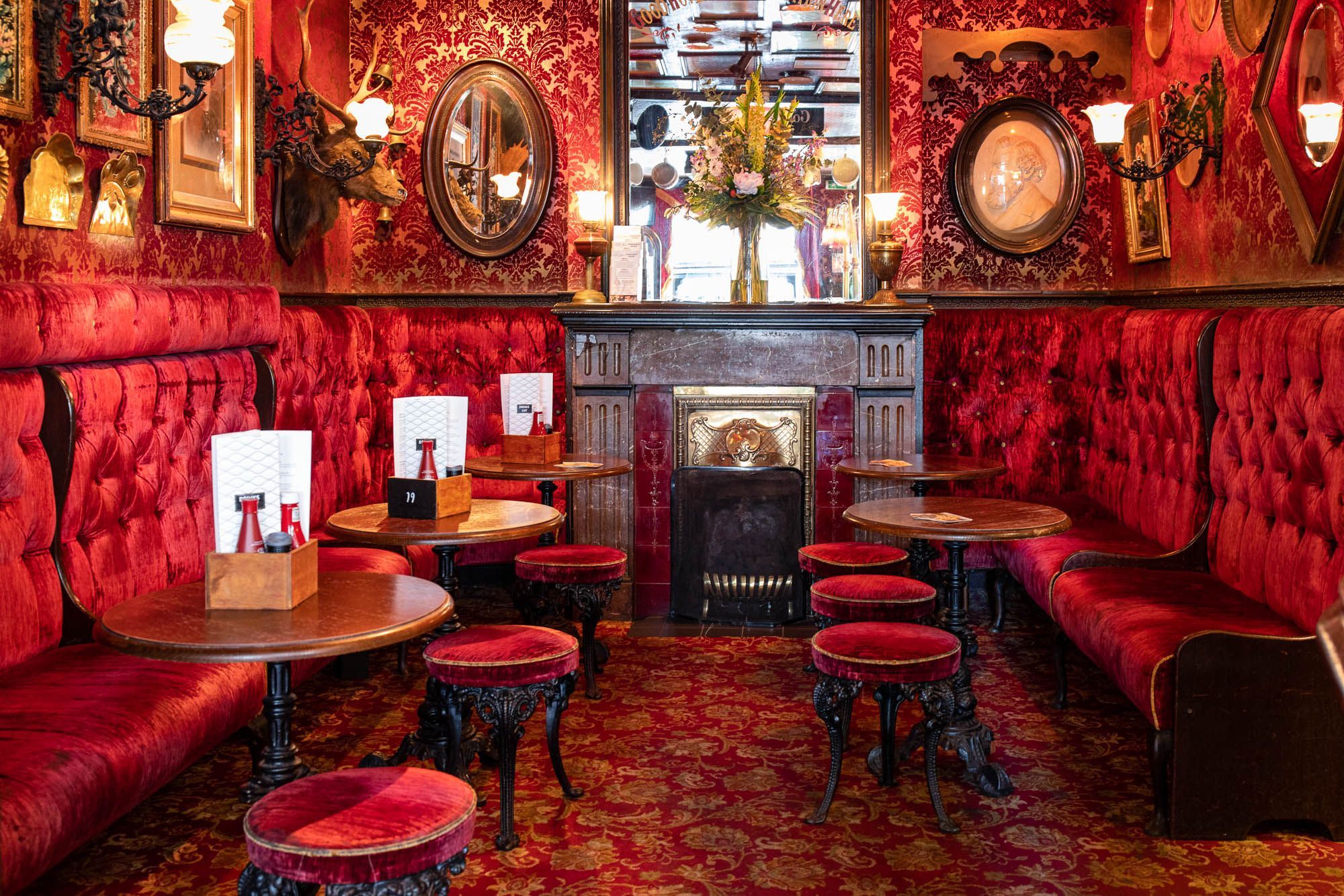 red victorian style of the pub