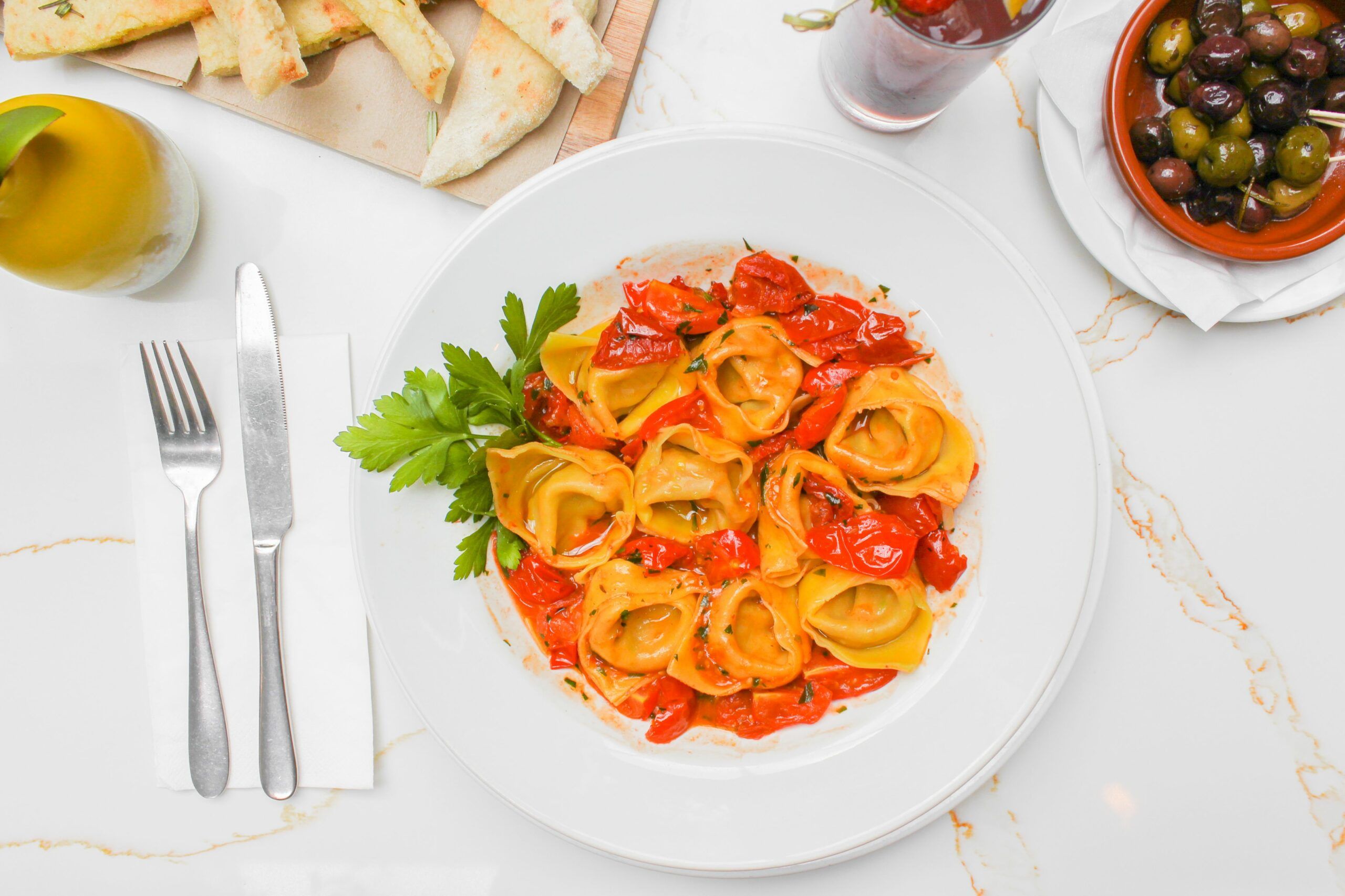 over head shot of italian dish