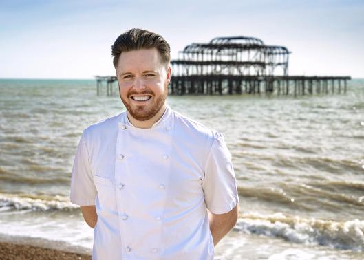 Chef Steven Edwards in front of the West Pier