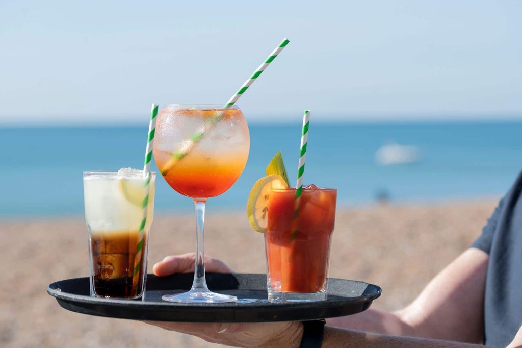 tray with cocktails