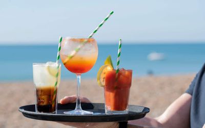 tray with cocktails