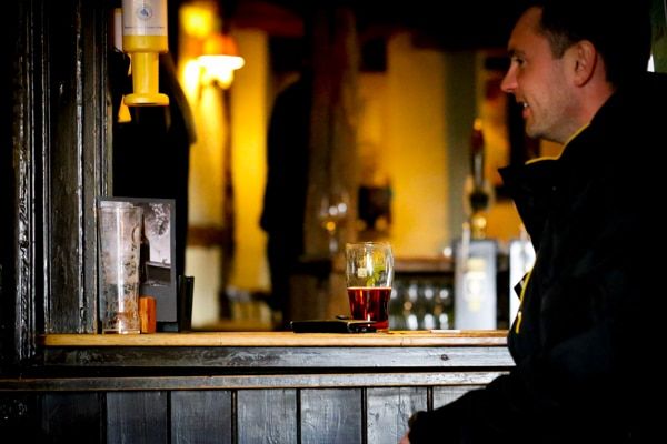 Customer at Bar, Pubs in Sussex, The Fountain Inn