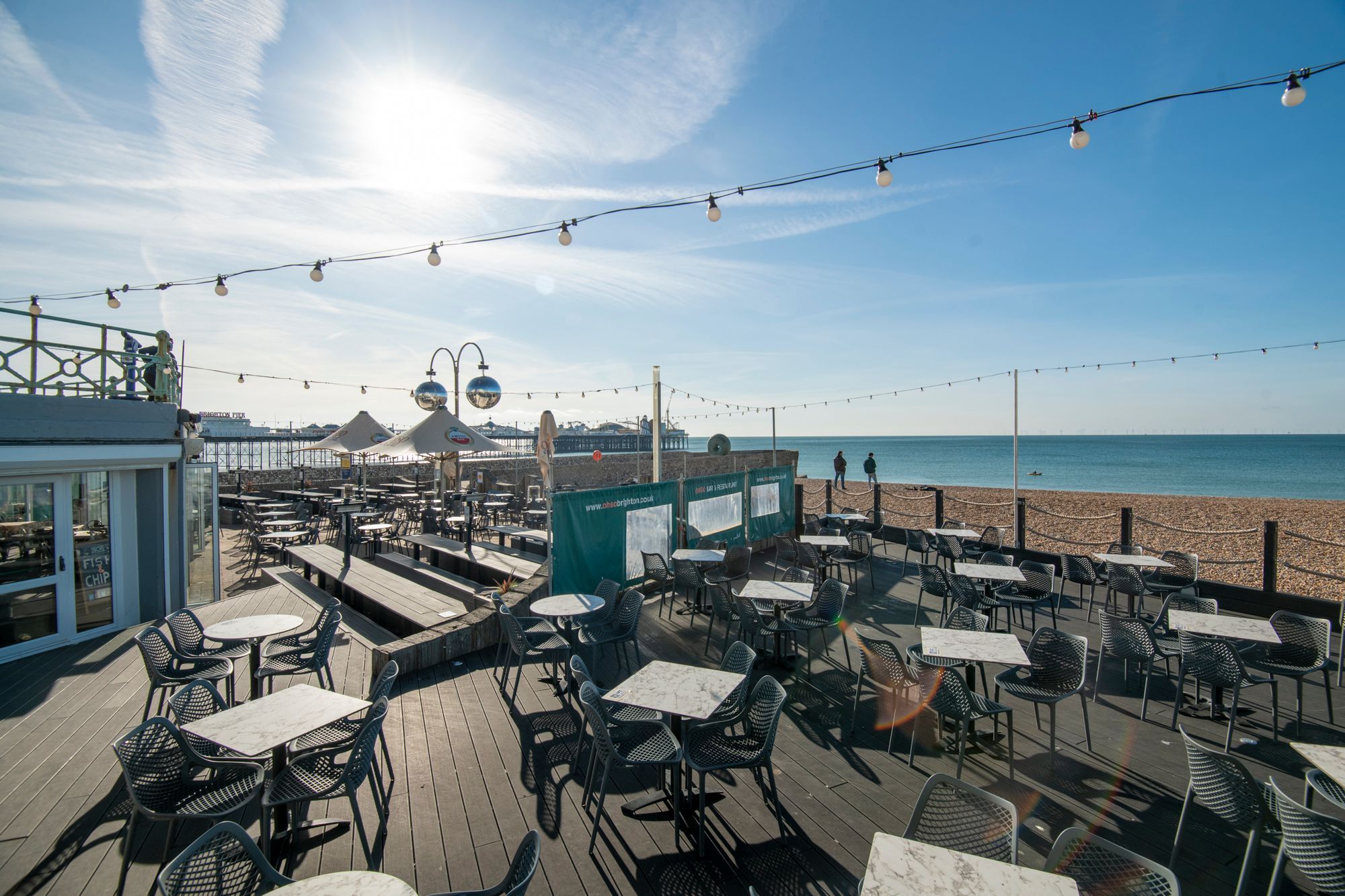 outdoor seating at the ohso social, beach view