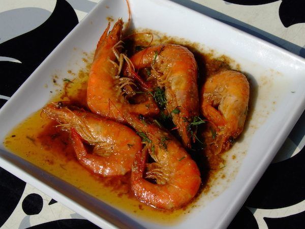 Tiger Prawns presented on a white plate