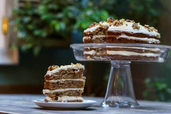 Slice of carrot cake and carrot cake