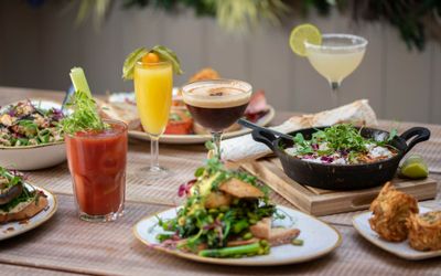 cocktails and brunch dishes