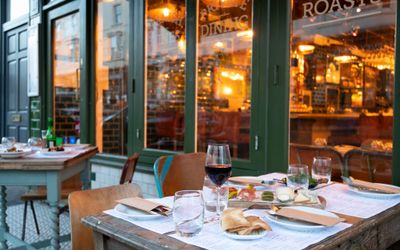 outdoor dining area at the market