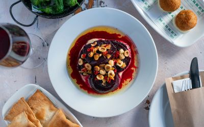 overhead shot of beetroot dish