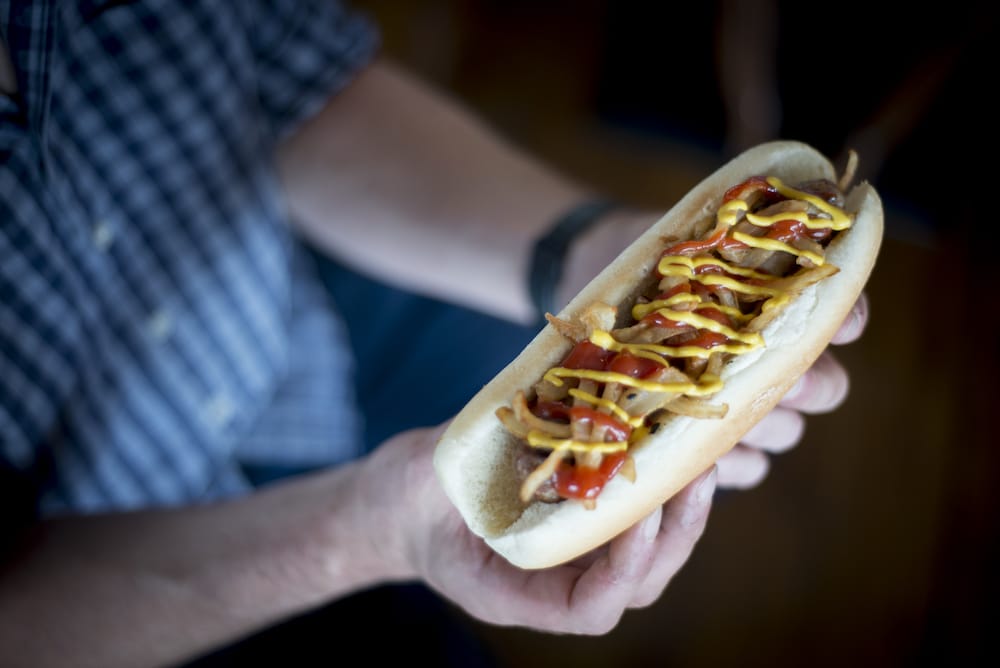 Hotdog at The Schooner in Brighton