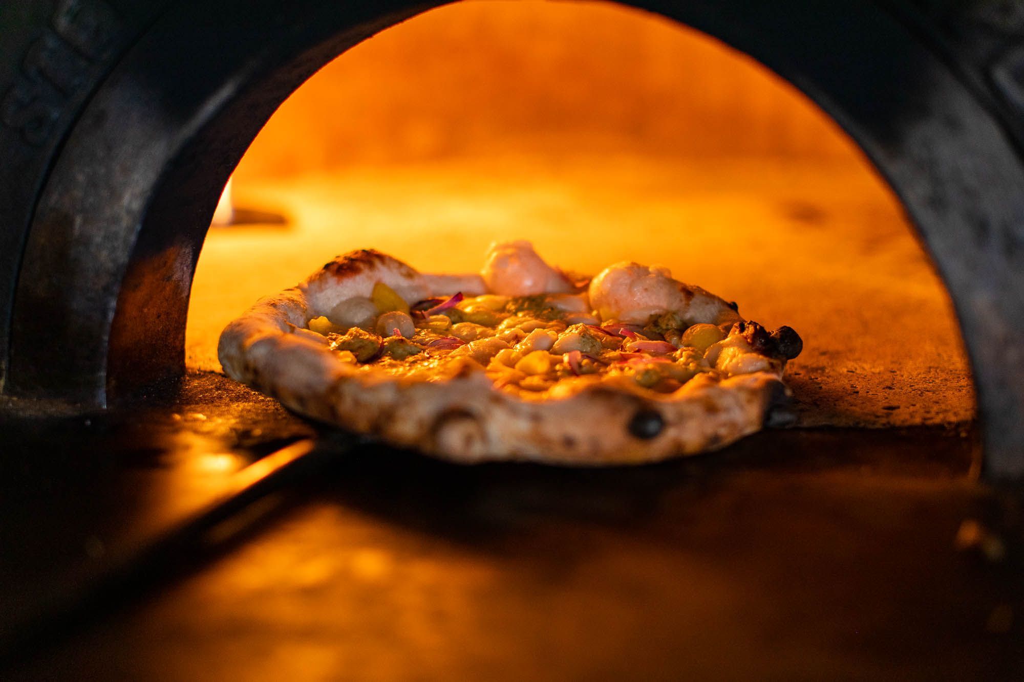pizza in the indoor pizza oven