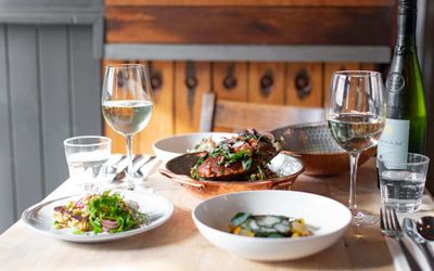 table laid out with seafood dishes. Ready for Burns Night Brighton. Dishes include crab and shellfish. Part of our pubs in Hove guide