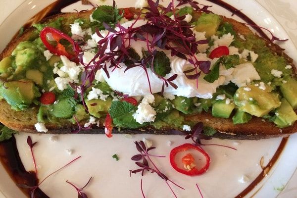 avocado and chilli with feta on toast