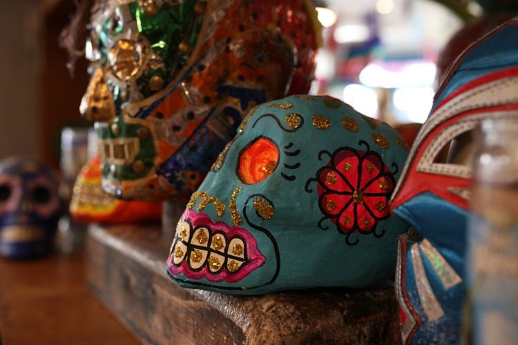 Masks at la Choza - Mexican Restaurant Brighton
