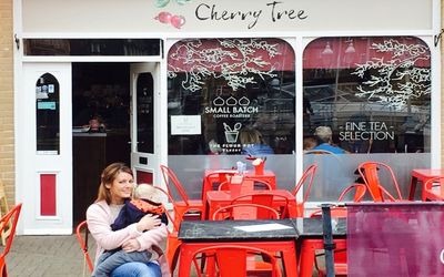 outside of the cherry tree cafe located in Brighton marina. Brighton marina cafe