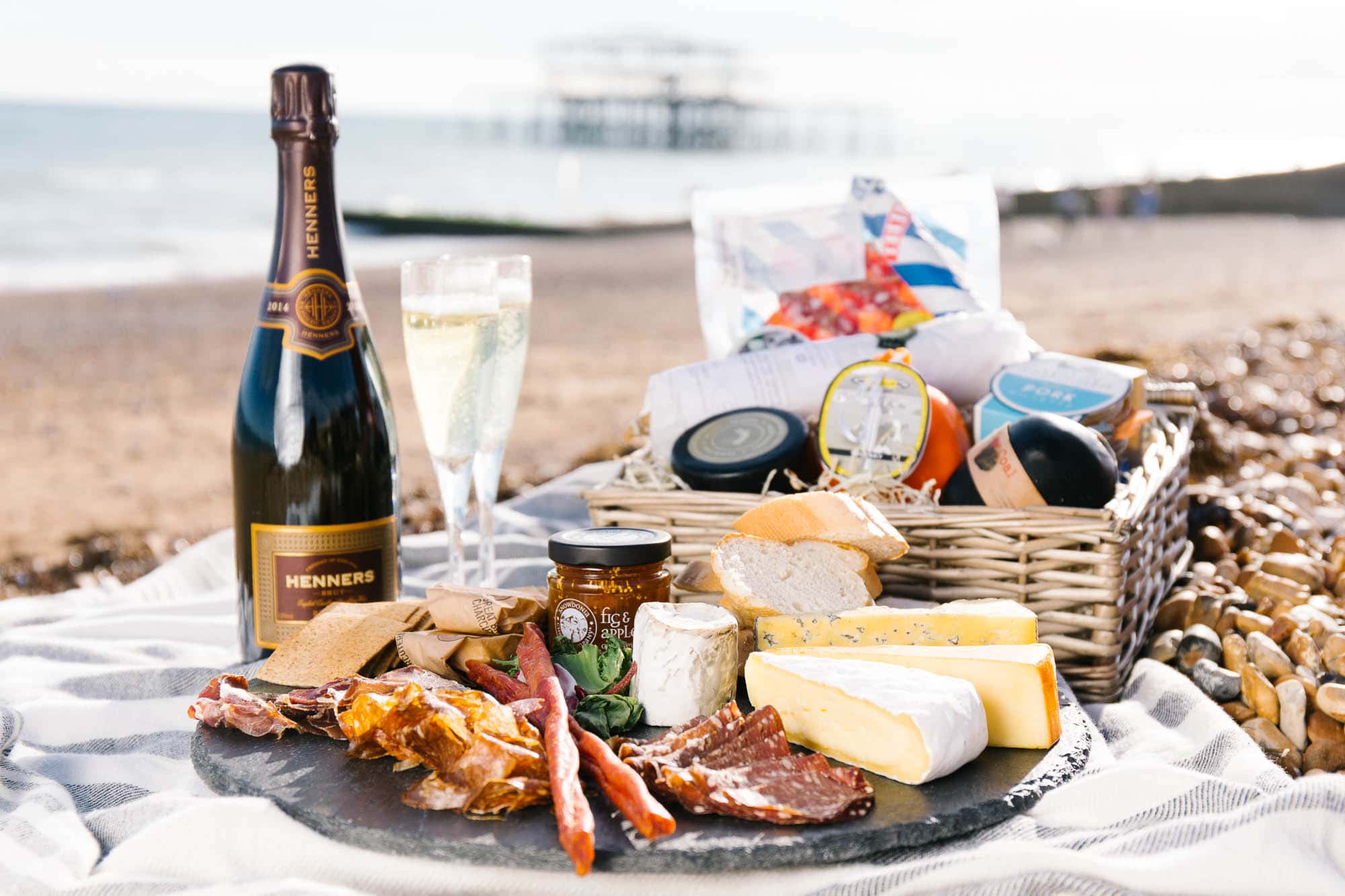 Great British Charcuterie picnic hamper on Brighton beach