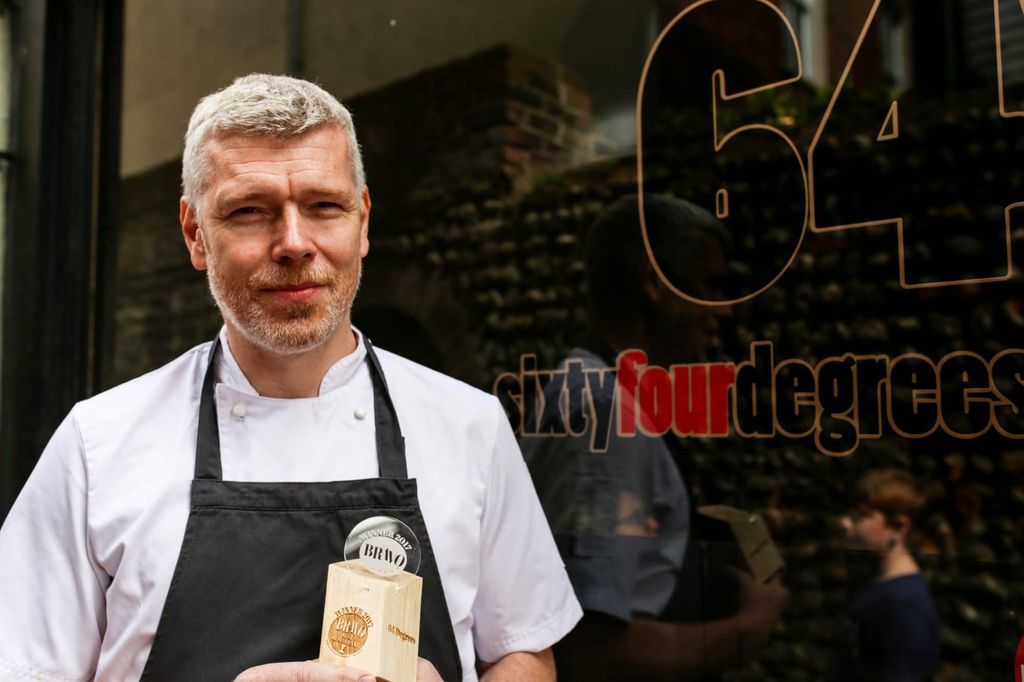 Michael Bremner outside 64 Degrees in Brighton - Restaurants near me Brighton