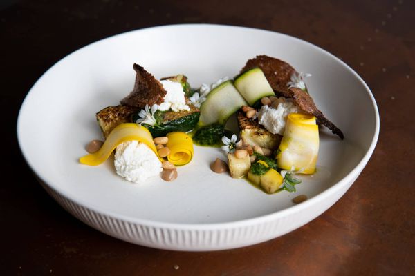 courgette dish served on the white plate