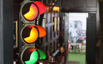 traffic light decor at the old albion