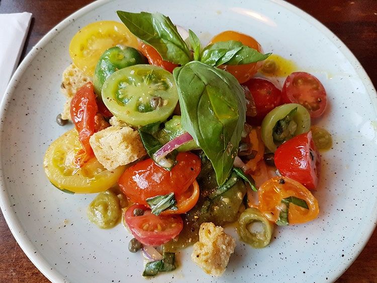 Mixed tomato salad at The Plough Inn