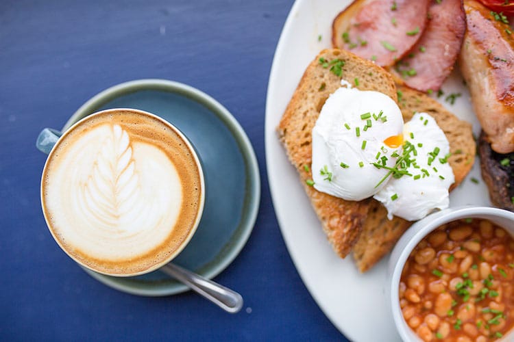 Full English breakfast with a coffee at Starfish and Coffee, Best Cafés in Brighton, breakfast, brunch