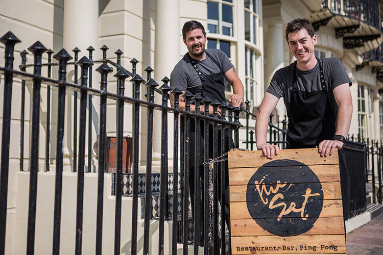 Brighton chefs, standing outside The Set restaurant 