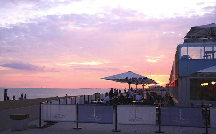 Brighton sunset at BAi360 and West Beach Bar & Kitchen