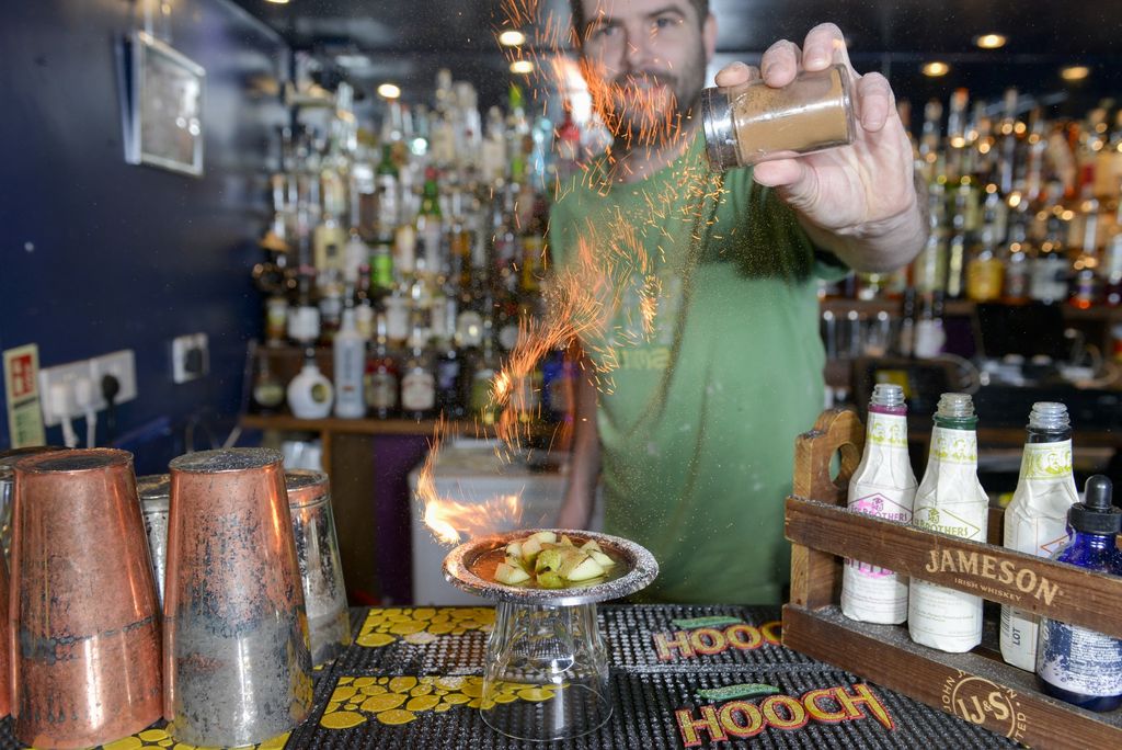 lighting up cocktails at Twisted Lemon Brighton