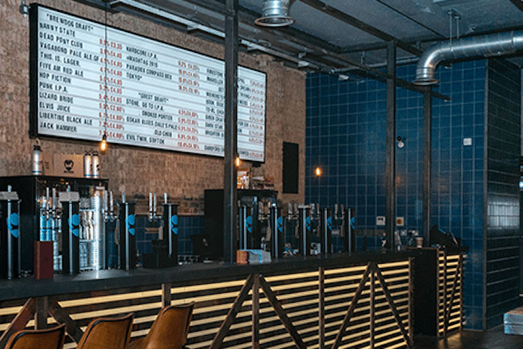 Bar at Brewdog with all pricing