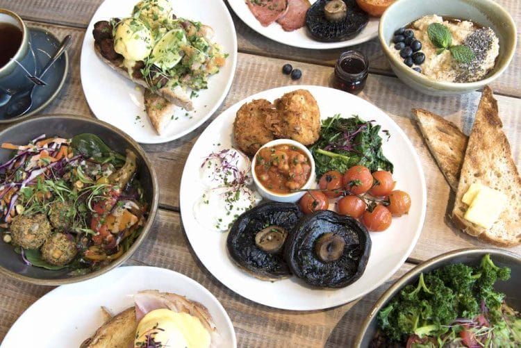 Bunch feast including a full English, poached eggs, Vegan Breakfast Bowl and porridge