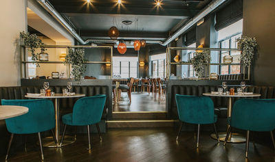 Interior shot with modern furnishings at The Ginger Pig Brighton