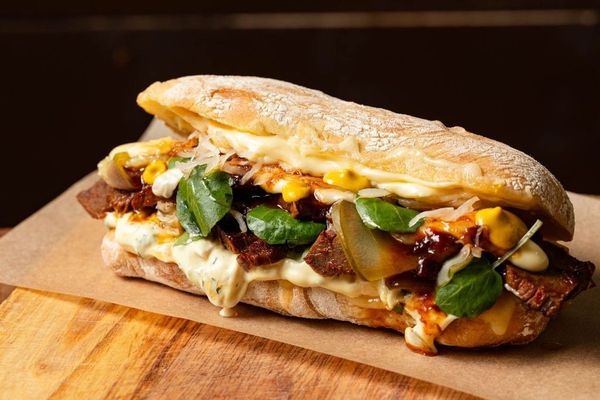 close up shot of delicious looking social board sandwich