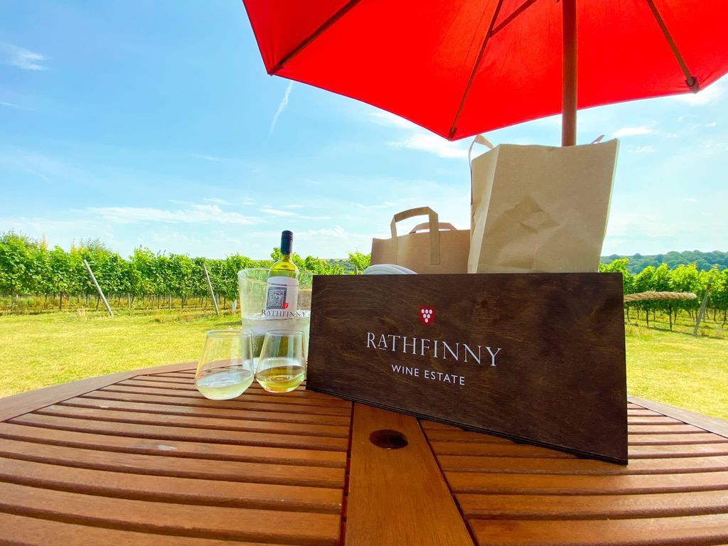 A table in the vineyard at Rathfinny Wine Estate