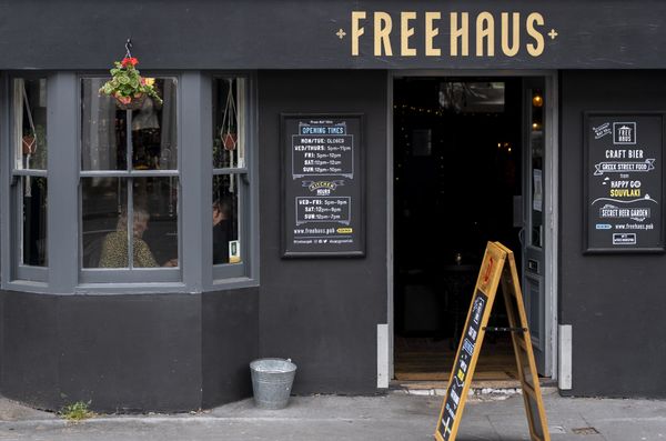 grey painted exterior of the Freehaus 