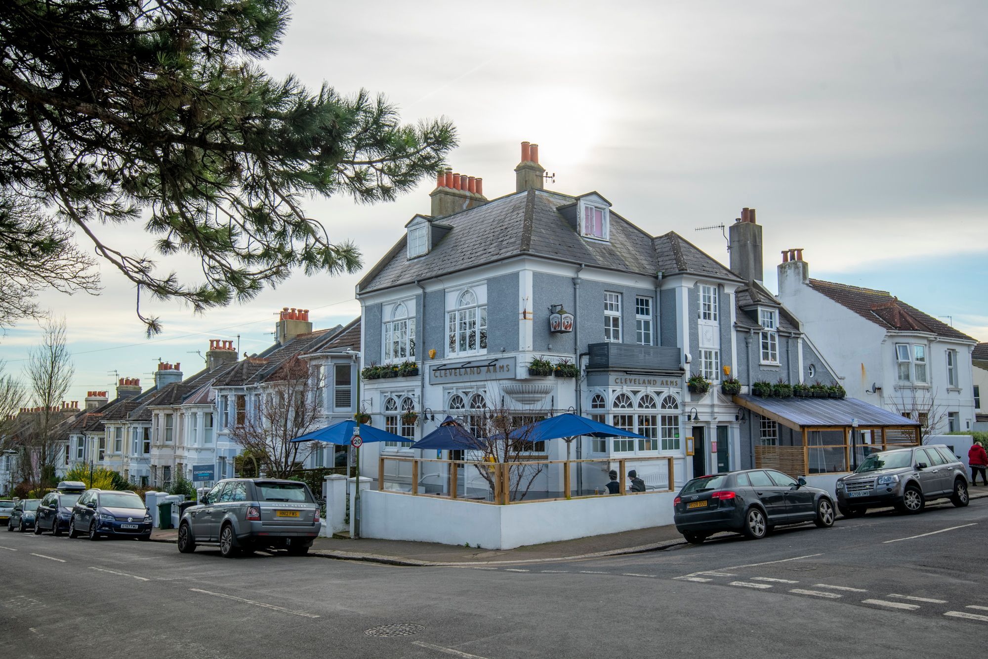 Exterior photo of The Cleveland Arms with the sun shining