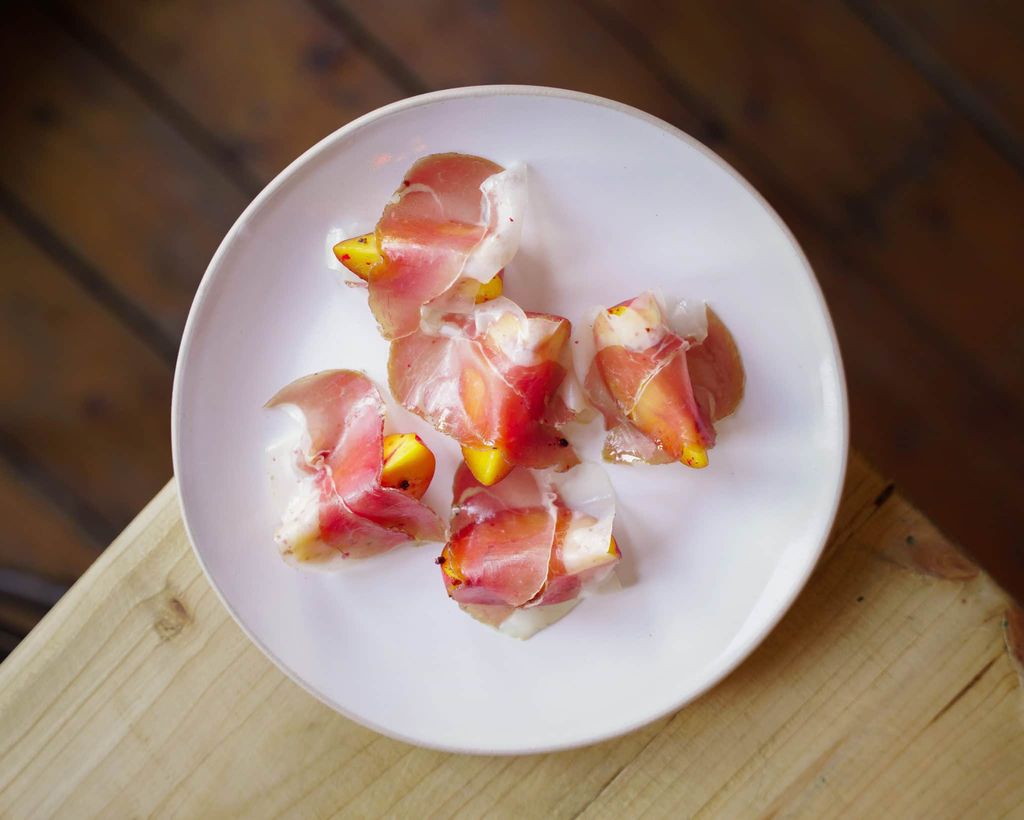 Parma ham and peach