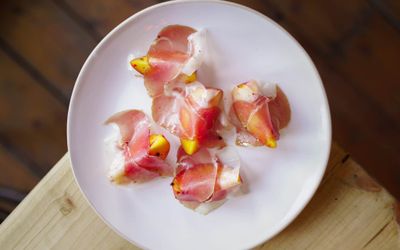 Parma ham and peach