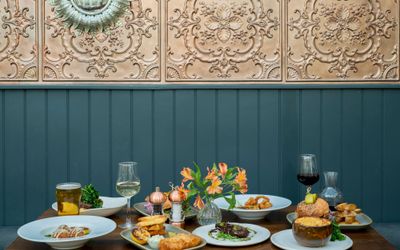 side of photo table laid out with dishes. Preston Park Brighton