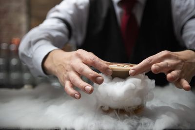 Theatrical cocktail being made with dry ice