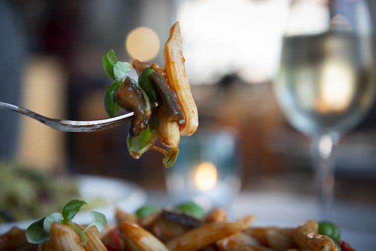 aldente pasta being served