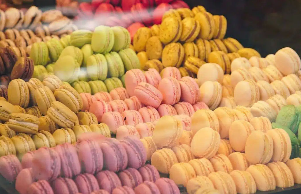 colourful macaroons by Coffee and Cake at Shelter Hall Brighton